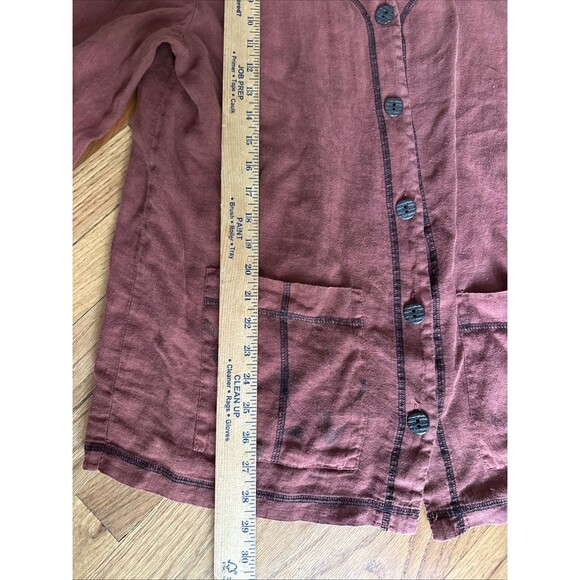 Lady’s Image Blazer Medium Rust Red Blazer Jacket Lagenlook Artsy Linen - Picture 8 of 10